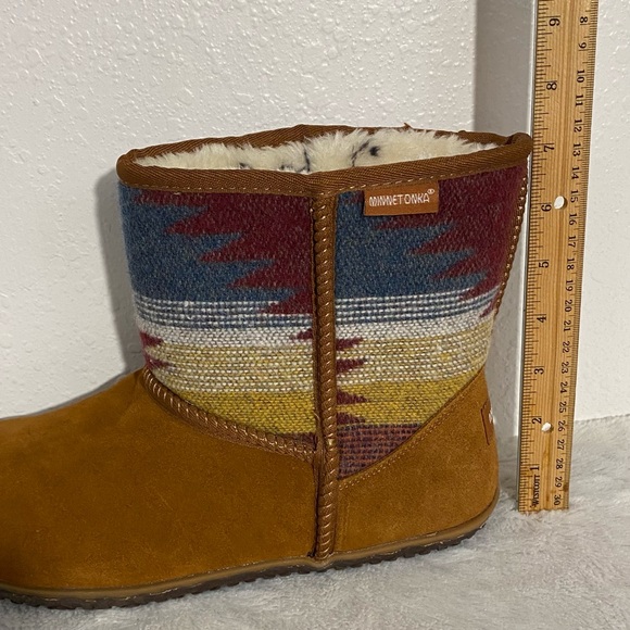 Minnetonka Tali Brown Suede Faux Fur Lined Boots Women’s Size 11M - Picture 13 of 14